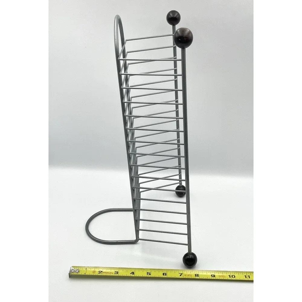 DVD Storage Rack Holder 16 Disc Metal Gray Freestanding Organizer Stand 15